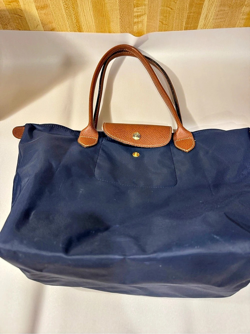 Longchamp Le Pliage Original L Tote Bag in Blue & Brown